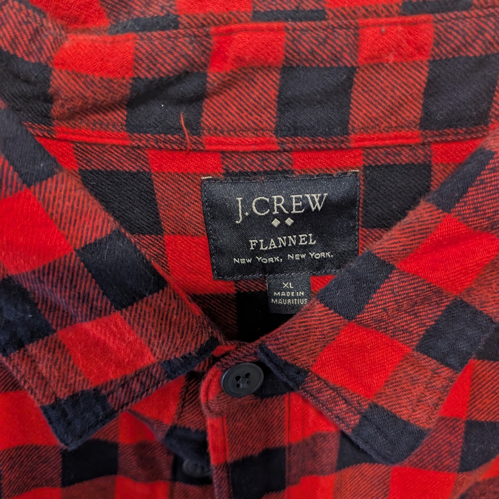 J. Crew Red and Black Buffalo Plaid Flannel Button-Down